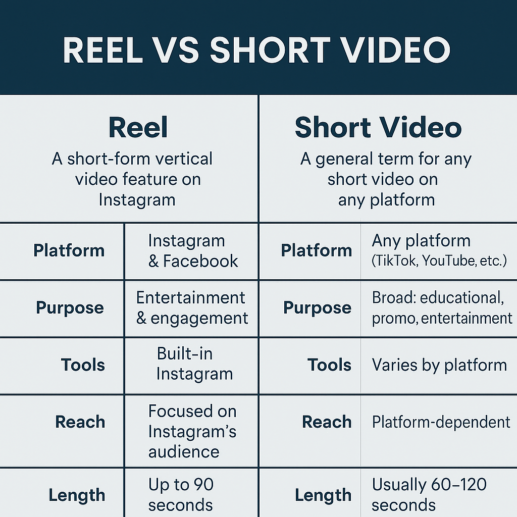 Reel vs Short Video What’s the Difference (2025 Guide)